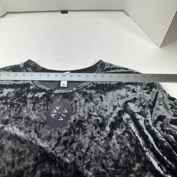 Ava And Viv Women's Size 2X Top Casual Velvet Cropped Black New With Tags - Picture 8 of 13